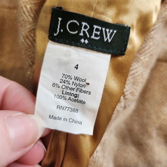 J. Crew Wool Tweed Tan Sparkly Button Fancy Blazer Jacket - Picture 7 of 9